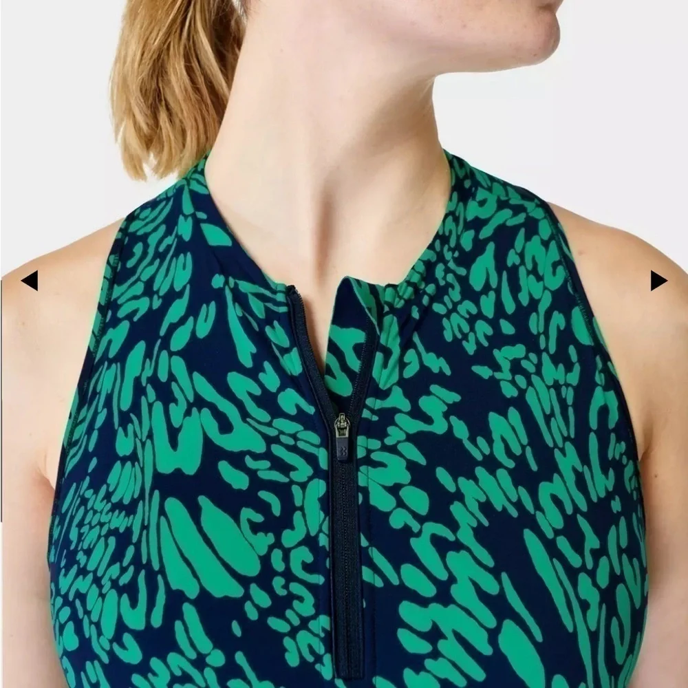Sweaty Betty Power Contour Zip Bra Green Butterfly Print
